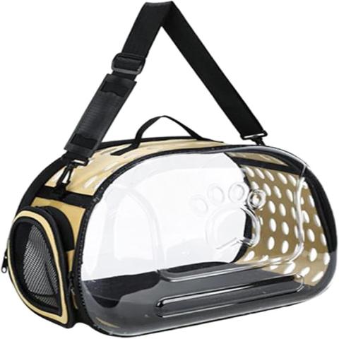 Transparent Pet Carrier – Gold (Size 42*33*28.5cm)
