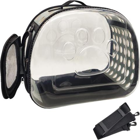 Transparent Pet Carrier – Black (Size 42*33*28.5cm)