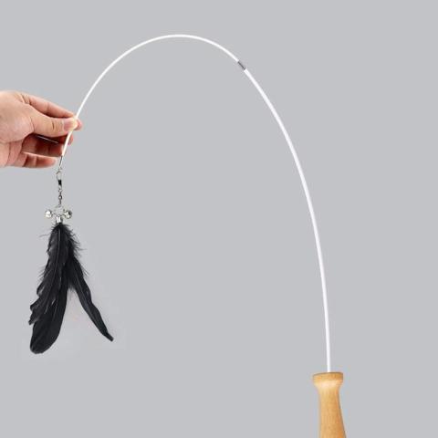 Cat Teaser Feather with Wooden Handle
