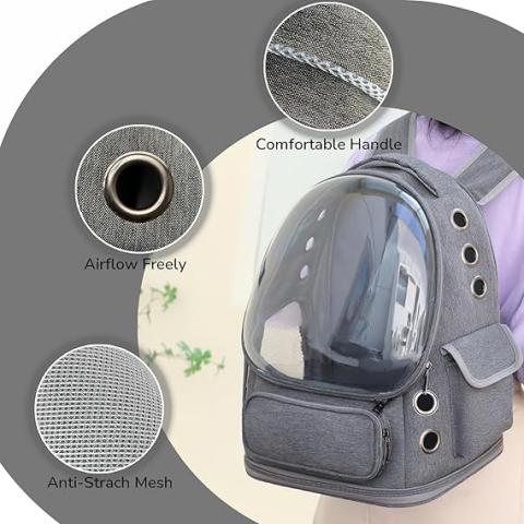 Cat Carrier Backpack Ventilated Design - Gray