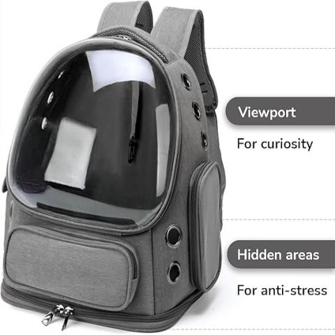 Cat Carrier Backpack Ventilated Design - Gray