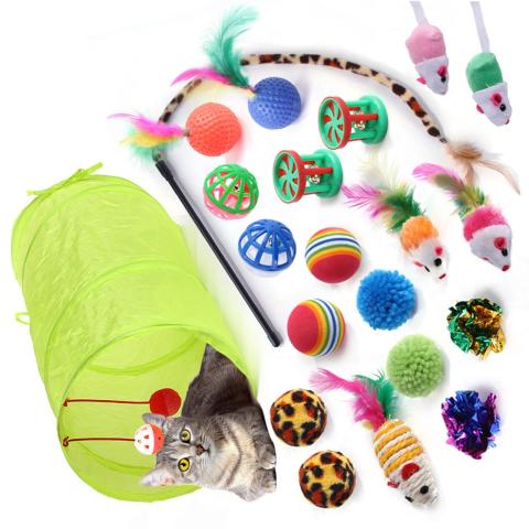 Cat Toy Set with Tunnel 21 Pcs