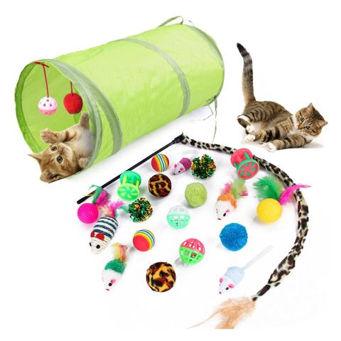 Cat Toy Set with Tunnel 21 Pcs