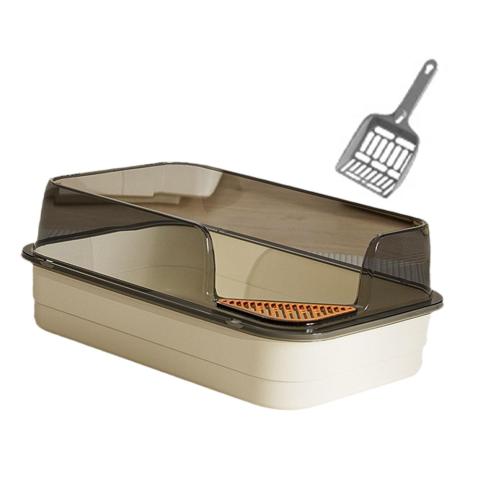 Corner Cut Extra Large Semi-Enclosed Litter Box for Cats