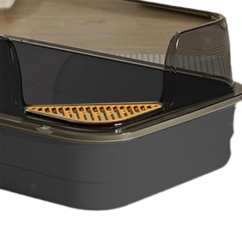 Corner Cut Extra Large Semi-Enclosed Litter Box for Cats