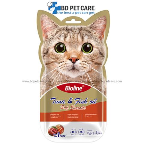 Bioline Cat Treat Tuna & Fish Oil Pet Snacks 15gX4