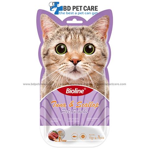 Bioline Cat Treat Tuna & Scallop Pet Snacks 15gX4