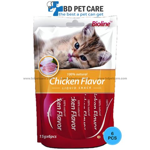 Bioline Cat Treats Meat Paste Chicken Flavor 6x15g