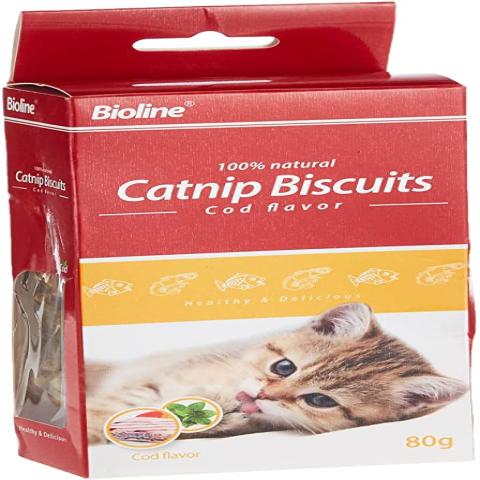 Bioline Natural Cod Flavor Catnip Biscuits 80g