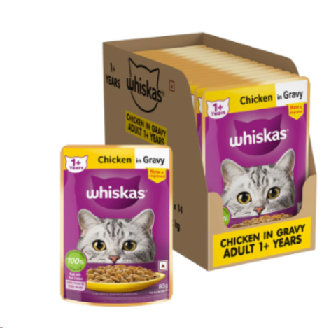 Whiskas Chicken in Gravy Wet Food For Adult Cat 80gm