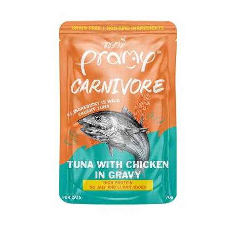 Pramy Carnivore Pouch Tuna and Chicken in Gravy For all Cat's 70g