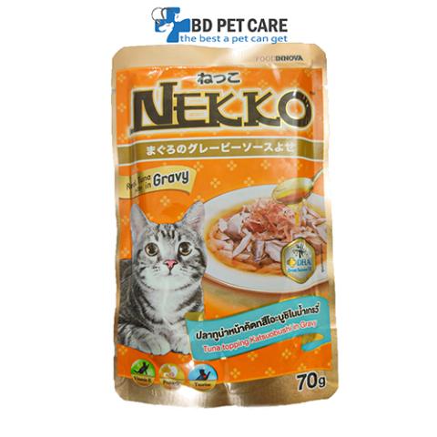 Nekko Adult wet Pouch - Tuna topping katsuobushi In Gravy 70g