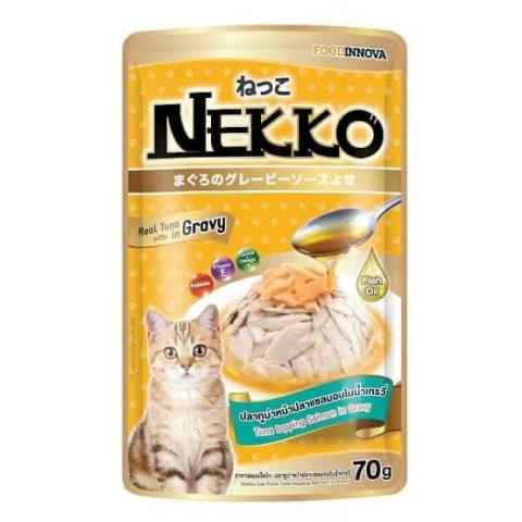 Nekko Adult wet Pouch - Tuna Topping Salmon In Gravy 70g