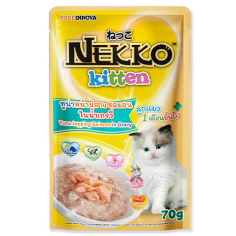 NEKKO Kitten Tuna Topping Salmon In Gravy Flavor 70g