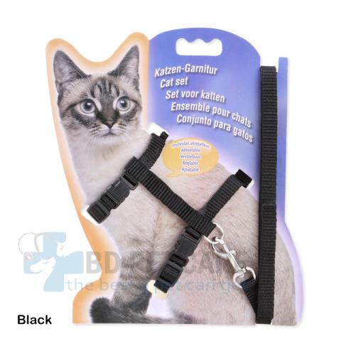 Nylon Cat Harness And Leash (Black)