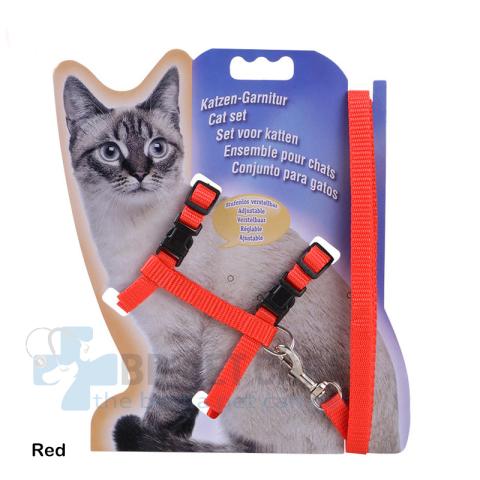 Nylon Cat Harness And Leash (Red)