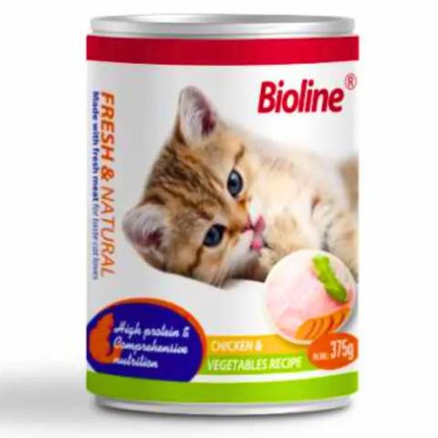 Bioline Canned Cat Wet Food Chicken & Vegetables 375g