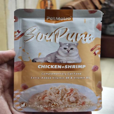 Petmetro cat wet food Chicken + Shrimp 75g gravy