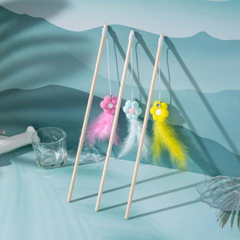 Premium Cat Teaser flower wooden
