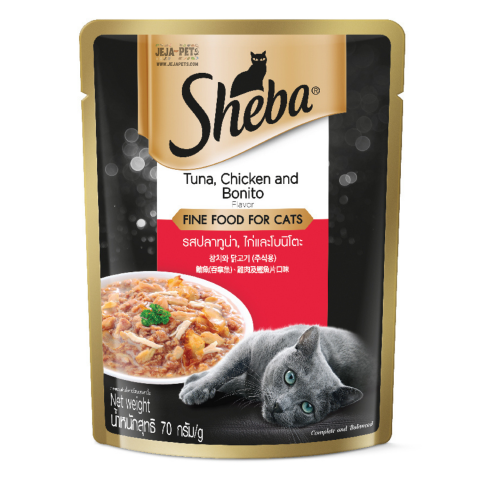 Sheba Pouch Premium Cat Wet Food Tuna & Chicken with Bonito Flakes Pouch 70g