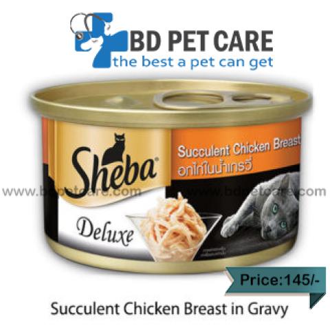 Sheba Delux Premium Canned Wet Cat Food 85g Succulent Chicken Breast In Gravy