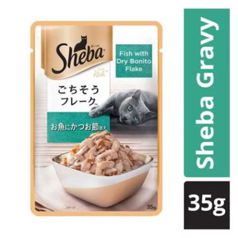 SHEBA Pet Food - For Adult Cats, Fish with Dry Bonito Flake, 35 g Pouch