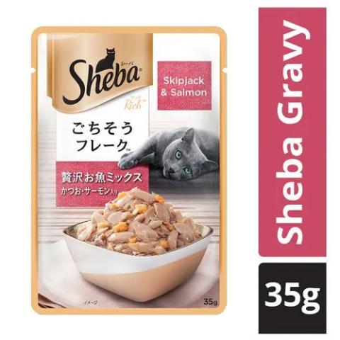 SHEBA Pet Food - For Adult Cats, Skipjack & Salmon, 35 g Pouch