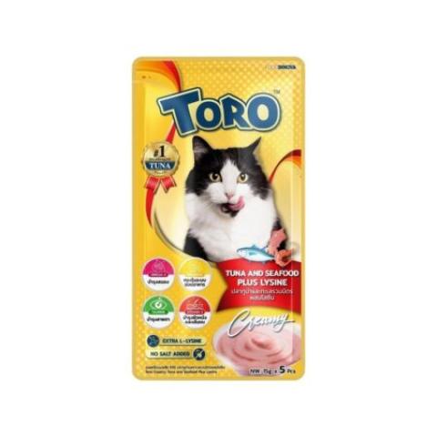 Toro Tuna and Seafood Plus Lysine Flavor Lick Cat Treats 15gx5pcs