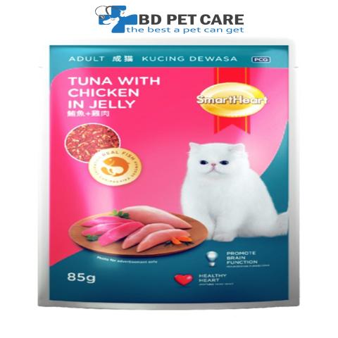 SmartHeart Adult Cat Pouch Tuna With Chicken in Jelly 85gm