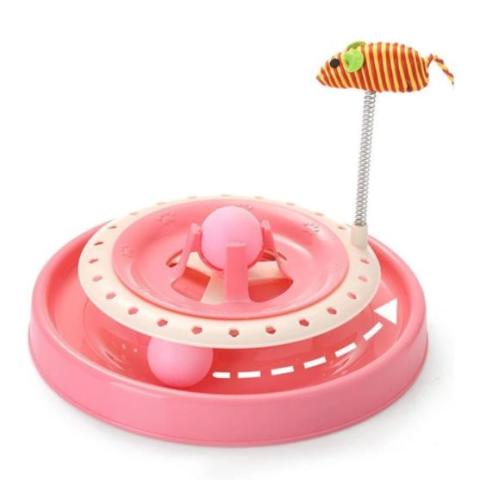 Toy track for cats with two ball- cat scratch pan (pink)