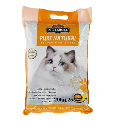 Kitty Choiche Pure Natural Bentonite cat litter 25L(20KG) Lemon