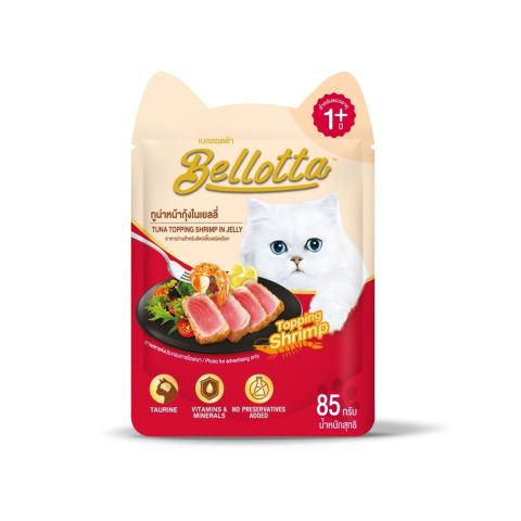 Bellotta Premium Adult Pouch Tuna Topping Shrimp in Jelly 85gm
