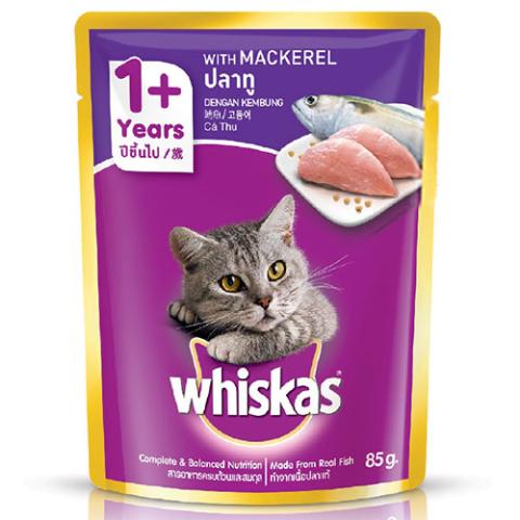 Whiskas Adult Pouch – Mackerel (85gm)