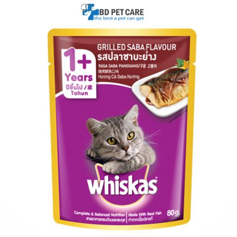 Whiskas Adult Pouch – Grilled Saba Flavour (85gm)