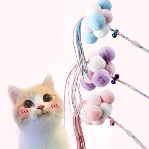 Cat Teaser with Bells and Pom-Pom Ball