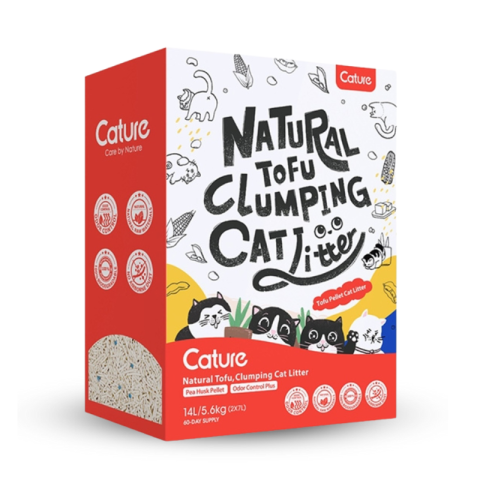Cature Natural Wood Clumping Odor Control Cat Litter Tofu & Paws Clumping Sand 14L (5.6kg)