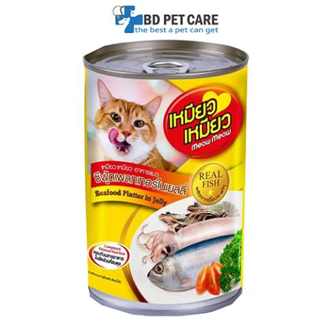 Meow Meow Canned Cat Food Seafood Platter in Jelly 400gm