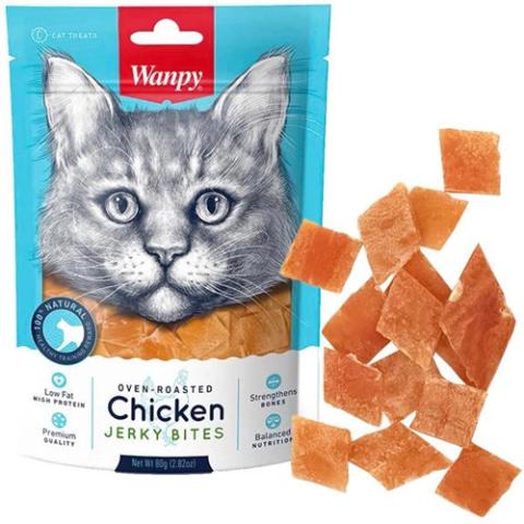 Wanpy Adult Cat Soft Chicken Jerky Bites 80g
