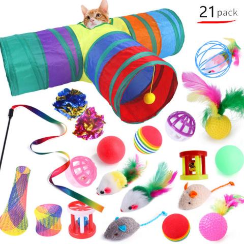 Cat Toy Set with Tunnel 21 Pcs