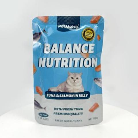 Petmetro Balance nutrition Tuna and Salmon in Jelly pouch 85 gm
