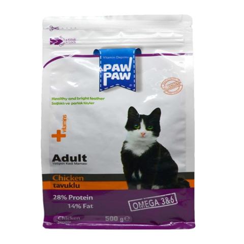 Paw paw Adult Cat Food with Chicken 500g