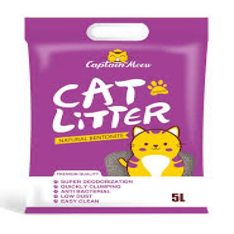 Captain Meow Natural Bentonite Cat Litter 5L Levender