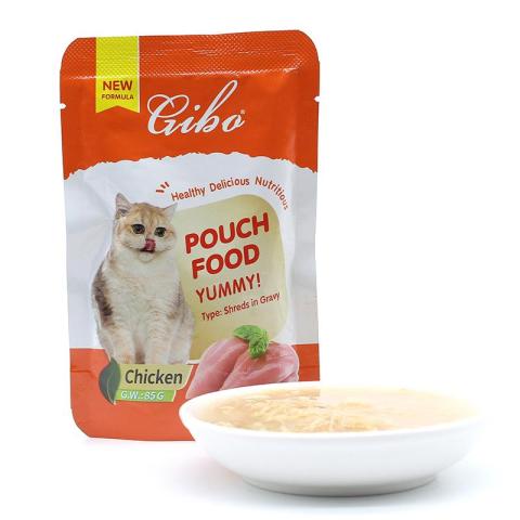 Gibo Wet Pouch cat food with chicken shreds in gravy Pouch 85g