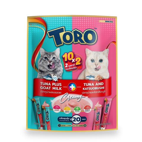 Toro Tuna Plus Got Milk + Tuna and Katsuobushi with Scallop Lick Cat Treats 15gx20pcs