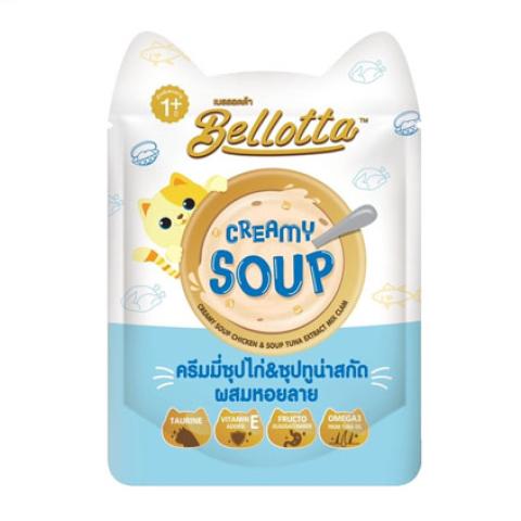 Bellotta Creamy Soup Chicken And Tuna Extract Mix Tri Colour Veggie 40gm