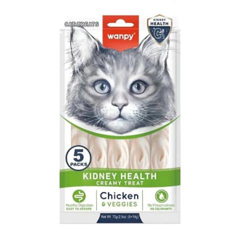 Wanpy Adult Cat Functional Creamy Lickable Treat - Chicken & Veggies (Kidney Care) 70g