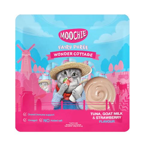 Moochie Cat Fairy Puree Treat Tuna, Goat Milk & Strawberry 25gx15