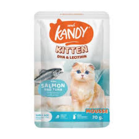 Kandy Kitten DHA and Lecithin Formula Pouch Salmon and Tuna  Mousse for All Ages 70g