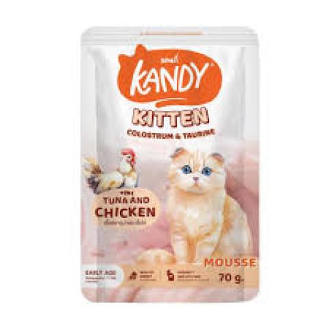 Kandy Kitten Colostrum & Taurine  Formula Pouch Tuna and Chicken  Mousse for All Ages 70g