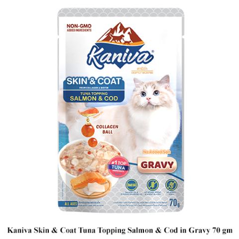 Kaniva Skin & Coat Tuna Topping Salmon & Cod in Gravy 70 gm